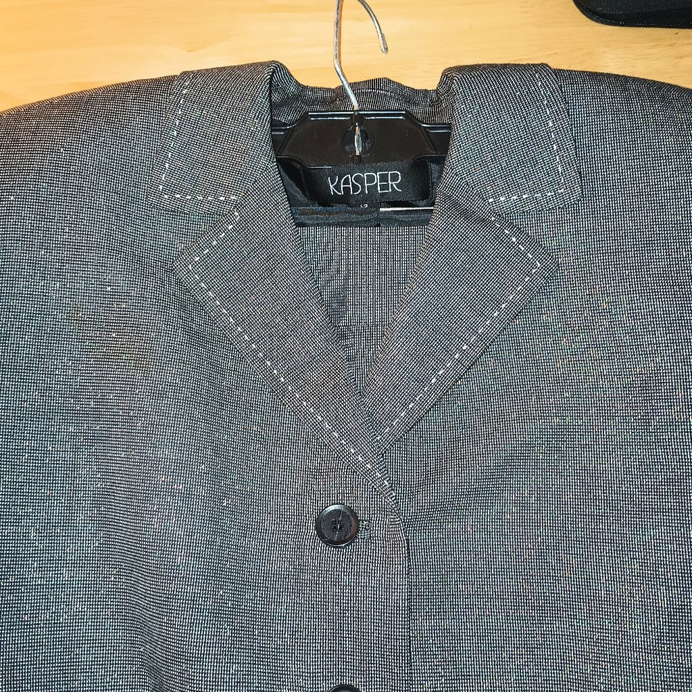 Kasper Gray Suit with Unique Stitching Accent Size 12